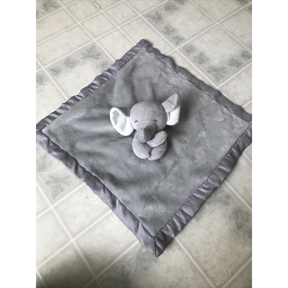 Carter's Gray Elephant Security Blanket Grey‎ Lovey Lovie Soft Cuddle Satin 2016